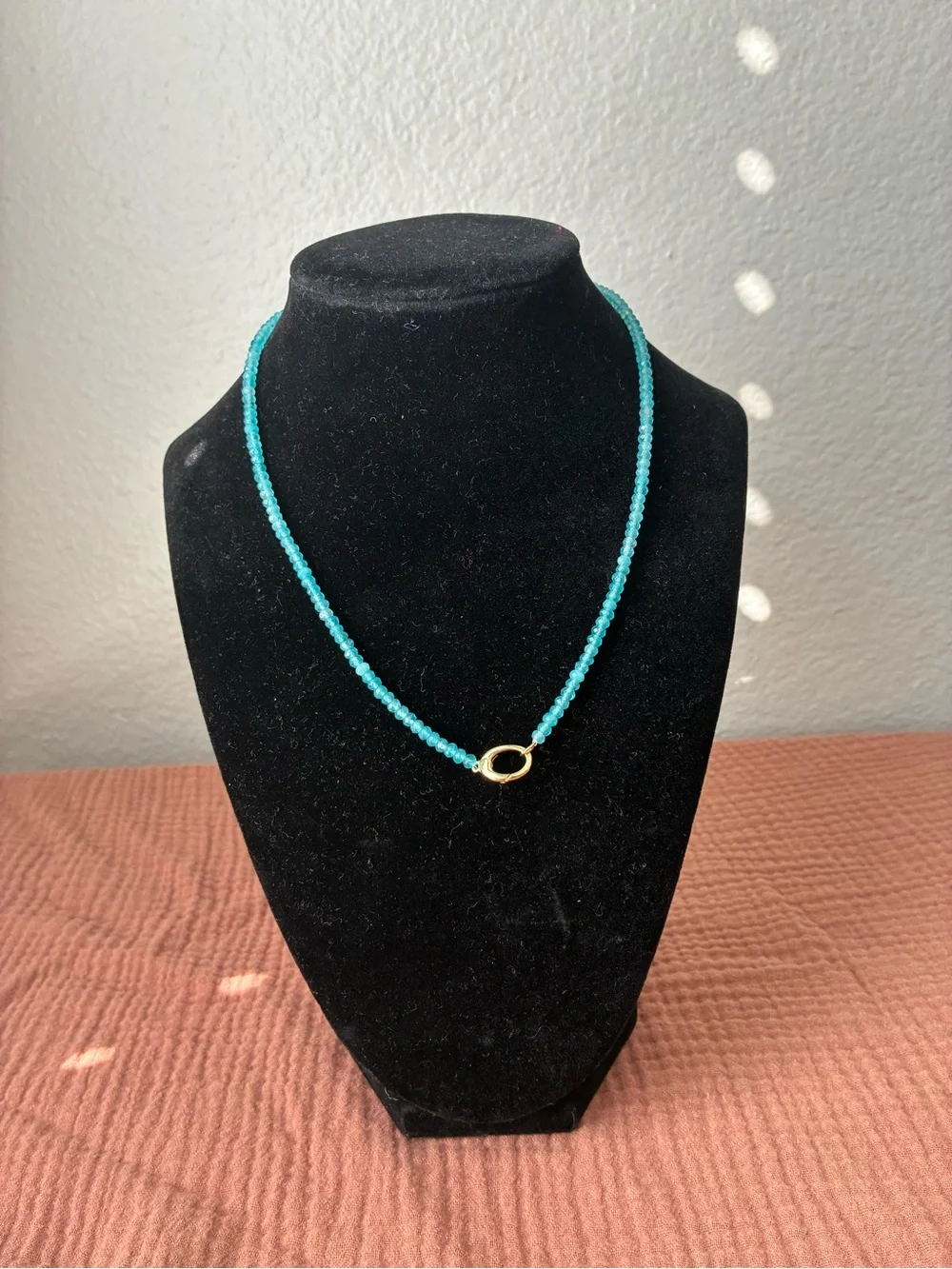 Turquoise Beaded Necklace with Gold Accent 16”-18”